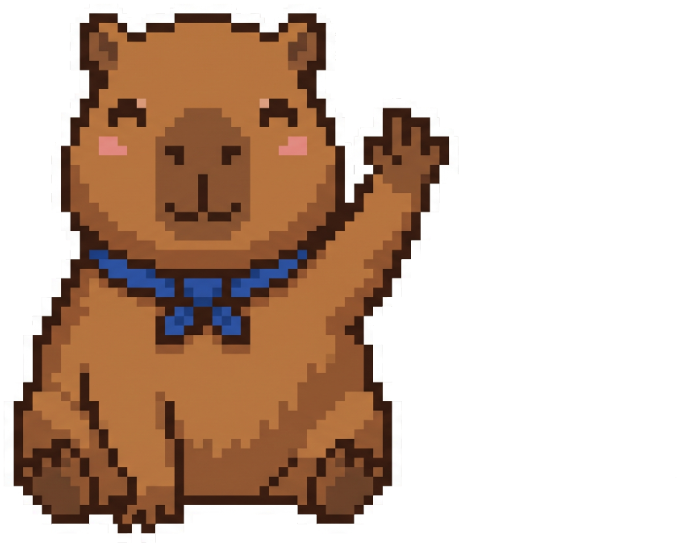 Capivara mascote da Nerys acenando